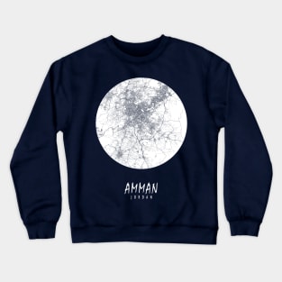 Amman, Jordan City Map - Full Moon Crewneck Sweatshirt